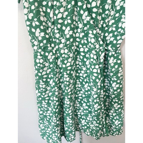 Abercrombie Fitch Mini Wrap Dress Short Sleeve Ruffle Hem S Green White Floral - Picture 5 of 9